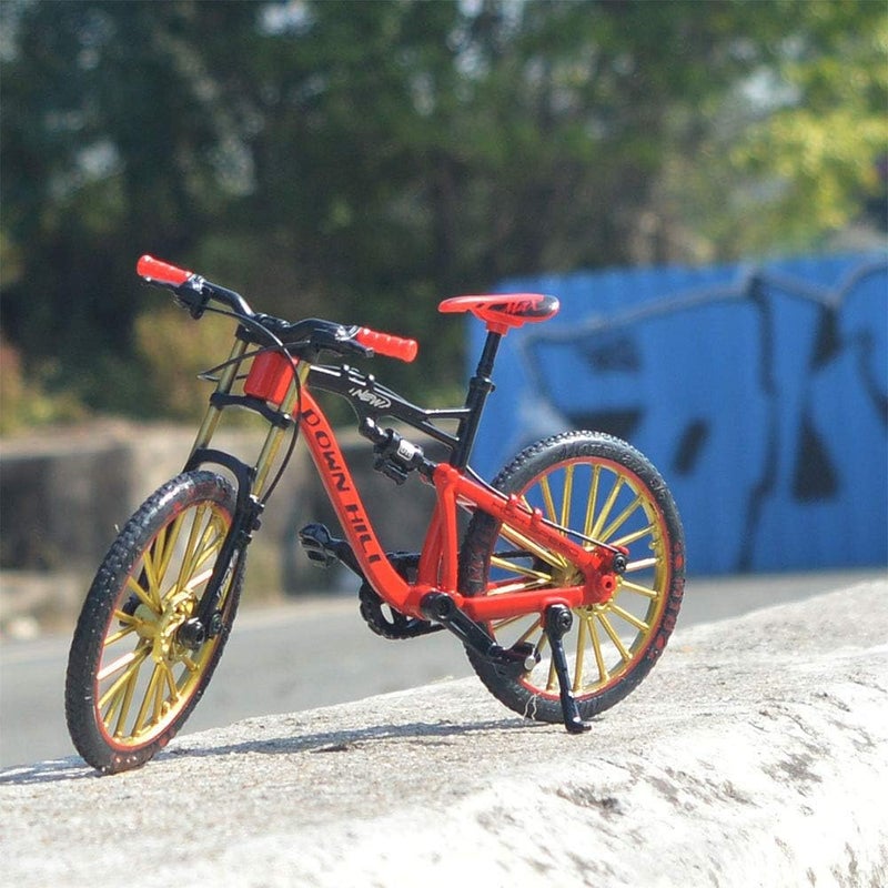 Ailejia Alloy Finger Bike Downhill Toy Mini Racing Dirt MTB Bike Ornament DH Bicycle Vehicles Model Dirt Bike Cake Topper Decoration Mini Scooter Toy Finger for Boy (S-Red) - Image 4